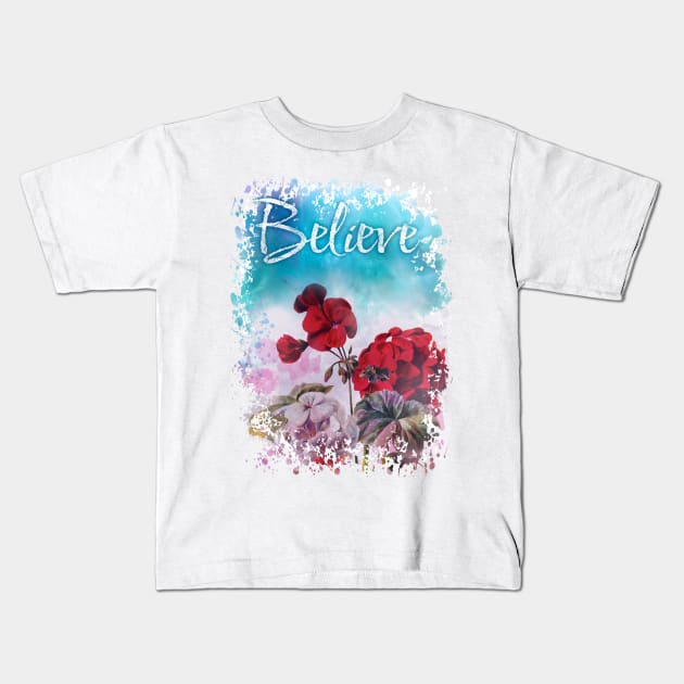 believe in yourself - floral display Kids T-Shirt by Cimbart